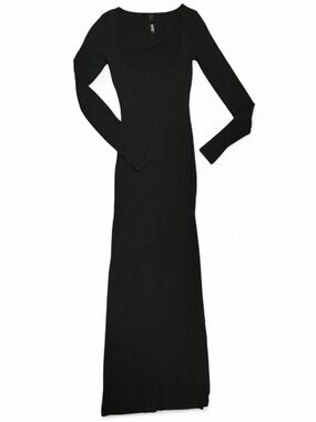 SKIMS Black Ribbed Long Sleeve Bodycon Maxi Dress Size Small
